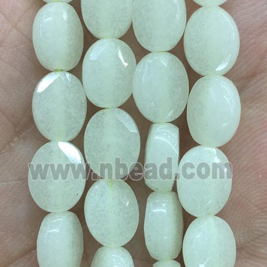 green Glowstone beads, faceted oval