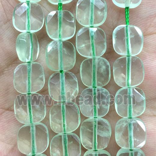 green prehnite beads, faceted square