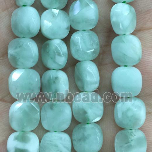 green Angelite Beads, faceted square