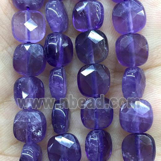 purple Amethyst Beads, faceted square