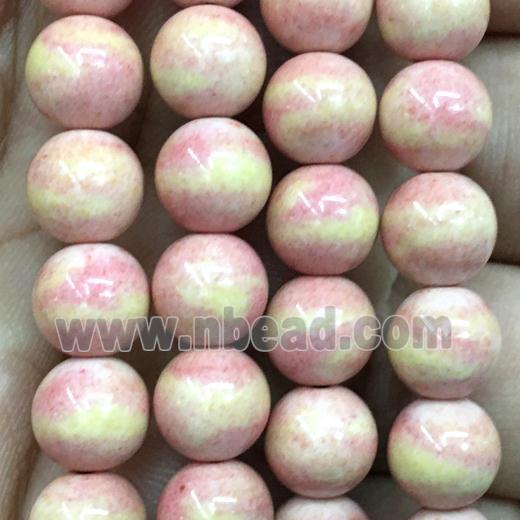 dichromatic round Alashan Agate Beads, pinkyellow