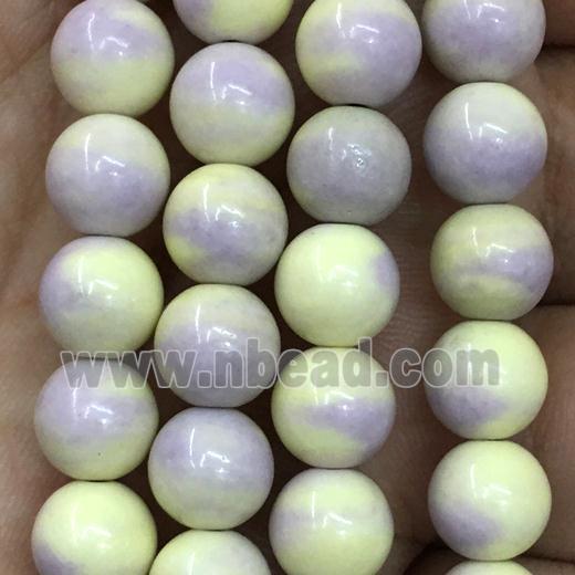 dichromatic round Alashan Agate Beads, yellowpurple