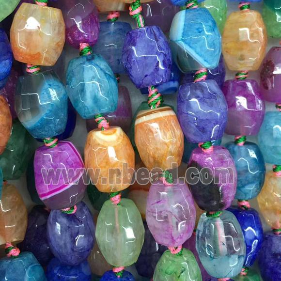 druzy Agate candy beads, faceted barrel, mix color