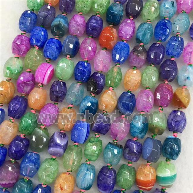 druzy Agate candy beads, faceted barrel, mix color