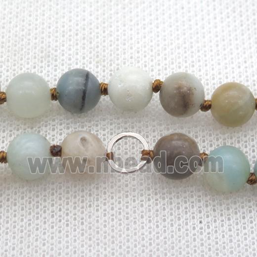 Amazonite chain for mala necklace with knot