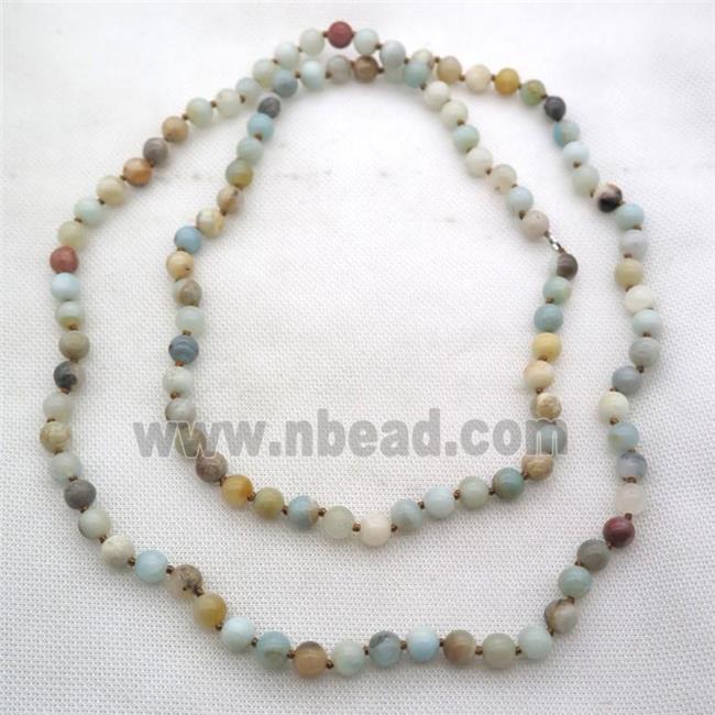 Amazonite chain for mala necklace with knot