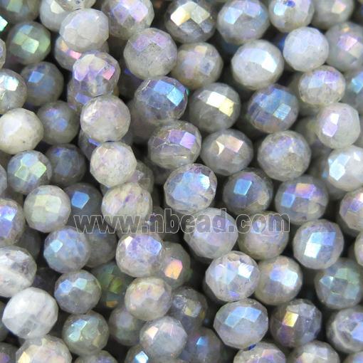 faceted round Labradorite Beads, AB-color plated