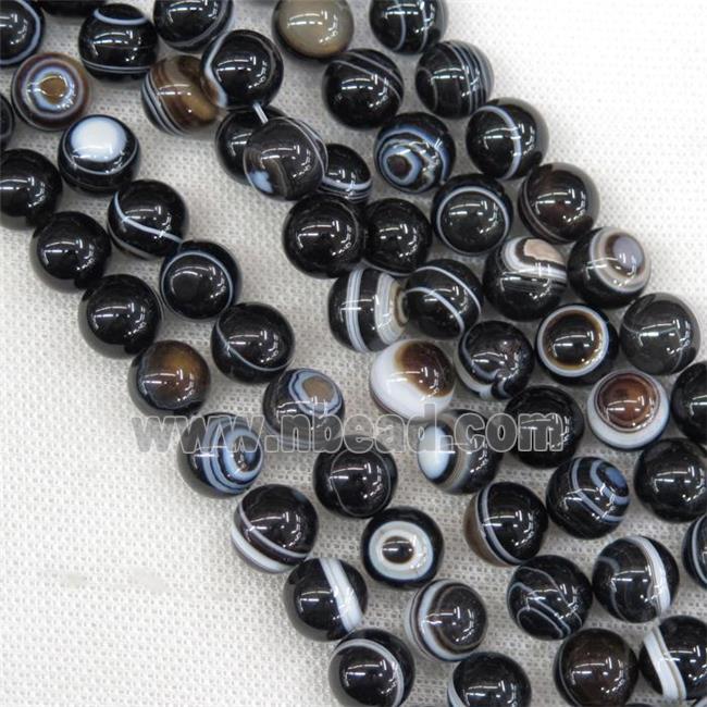 round natural Brazilian Agate Beads, eye, black