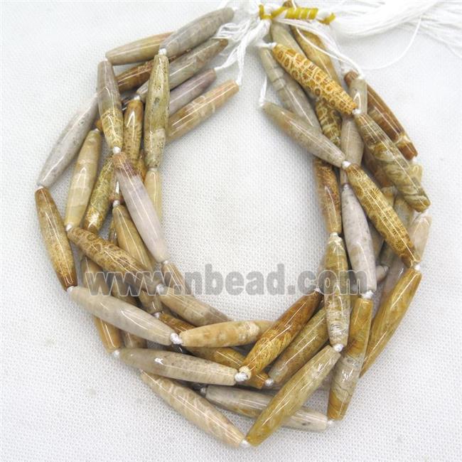 yellow Coral Fossil Beads, barrel