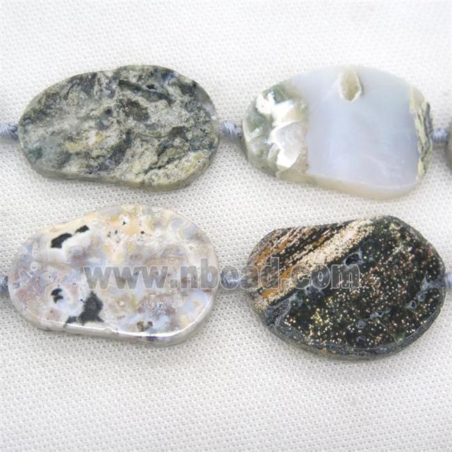 Ocean Agate slab beads, mango shaped