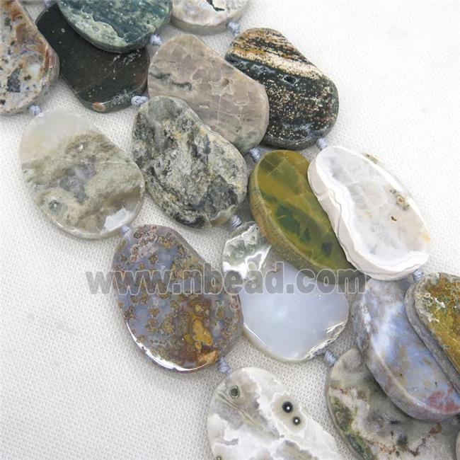 Ocean Agate slab beads, mango shaped