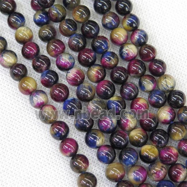 round Tiger eye stone beads, multi-color