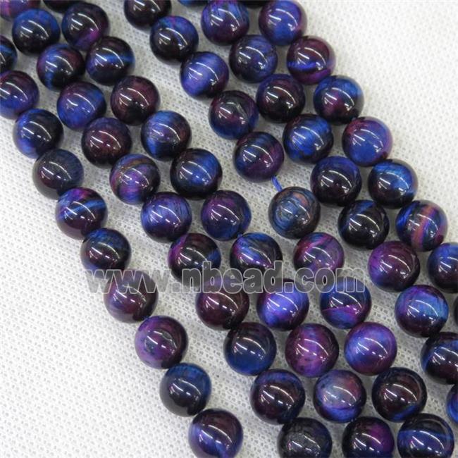 round Tiger eye stone beads, bluepurple