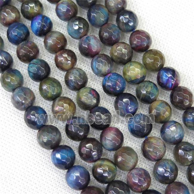 faceted round Tiger eye stone beads, multi color