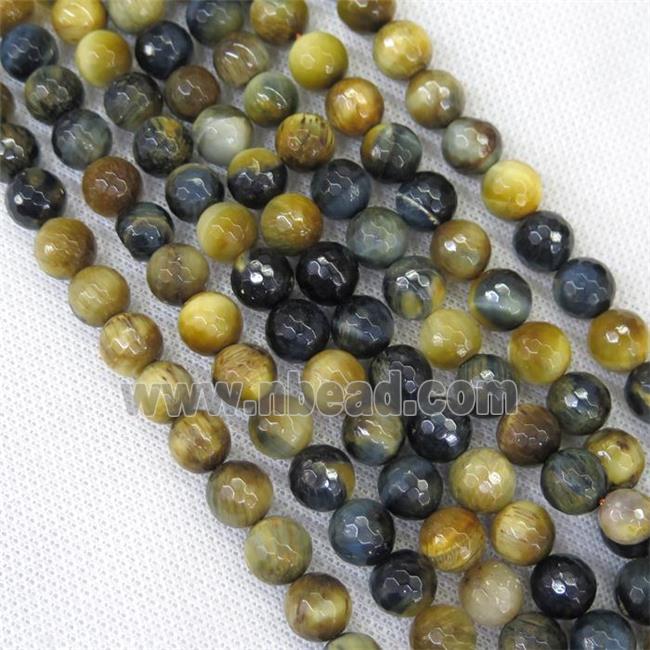 faceted round fancy Dream Tiger eye stone beads