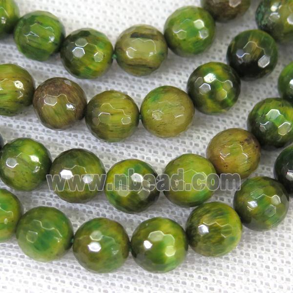 faceted round olive Tiger eye stone beads