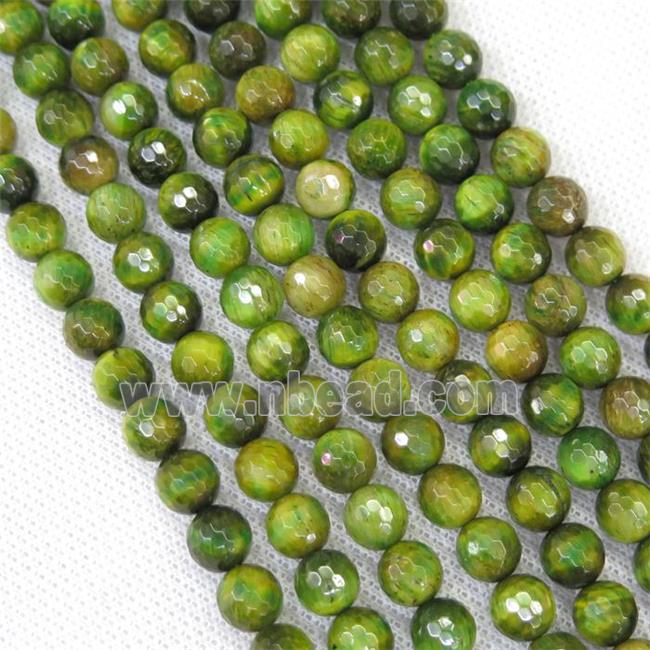 faceted round olive Tiger eye stone beads