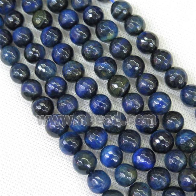 faceted round blue Tiger eye stone beads