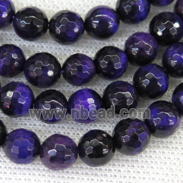 faceted round Tiger eye stone beads, lavender