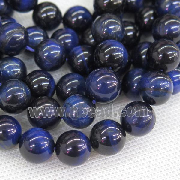 faceted round Tiger eye stone beads, blue