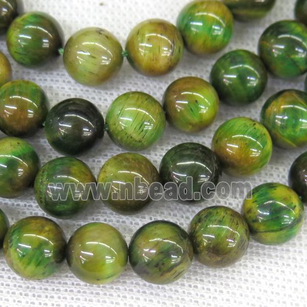 round Tiger eye stone beads, olive