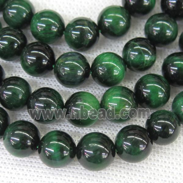 round Tiger eye stone beads, green