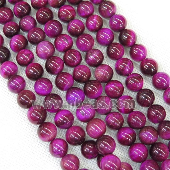 round hotpink Tiger eye stone beads