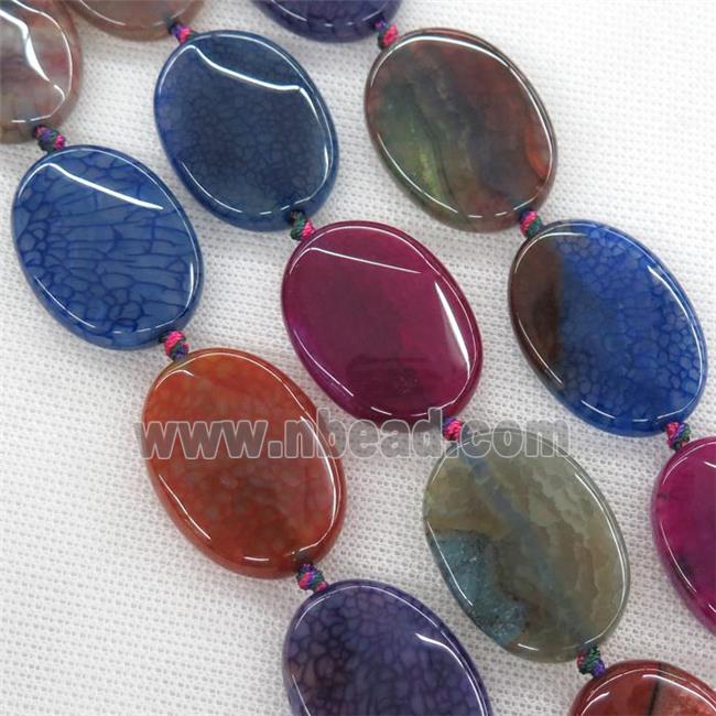 mixed veins Agate oval Beads