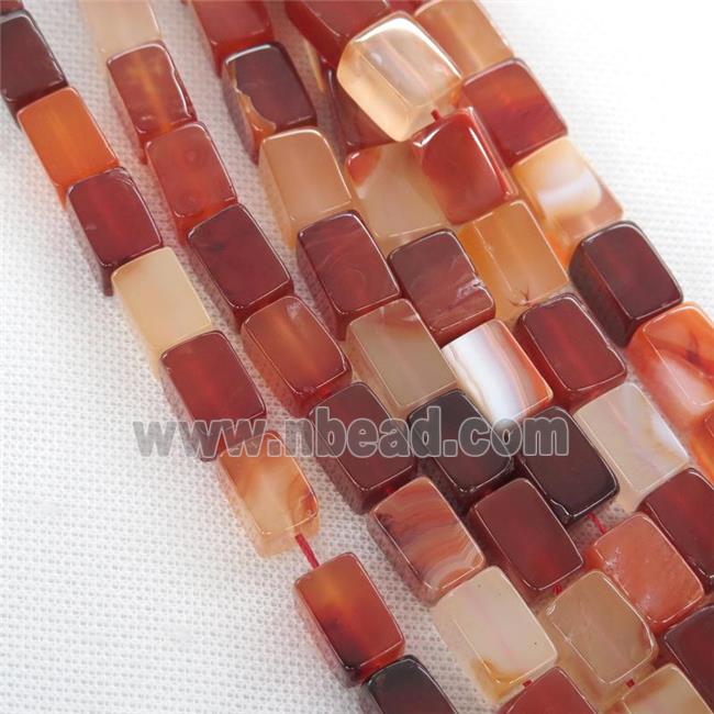 red agate Cuboid beads