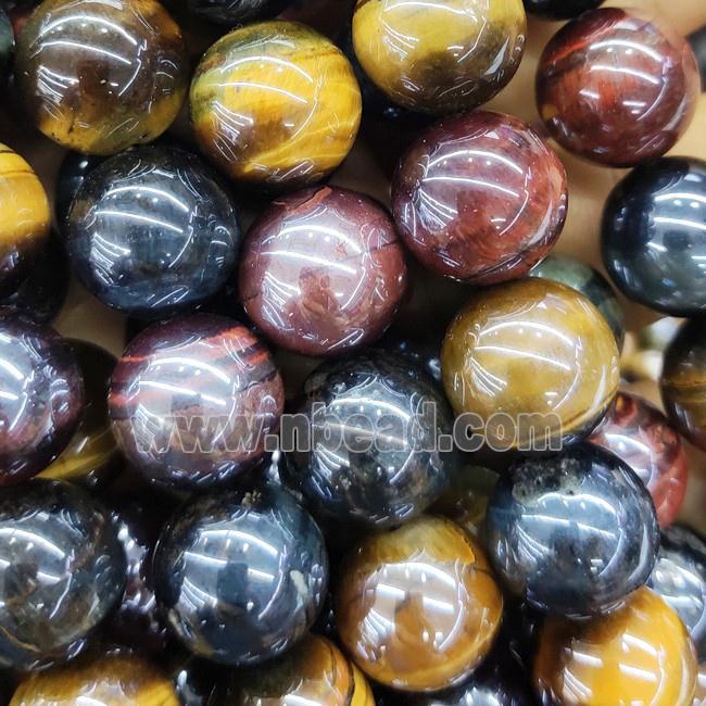 round Tiger eye stone beads, mixed color, electroplated