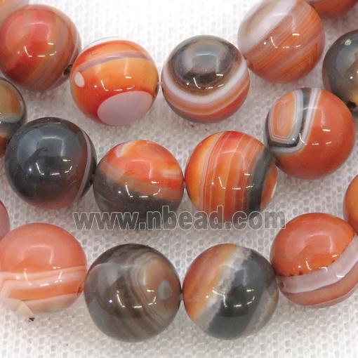 round striped Agate Beads, orange