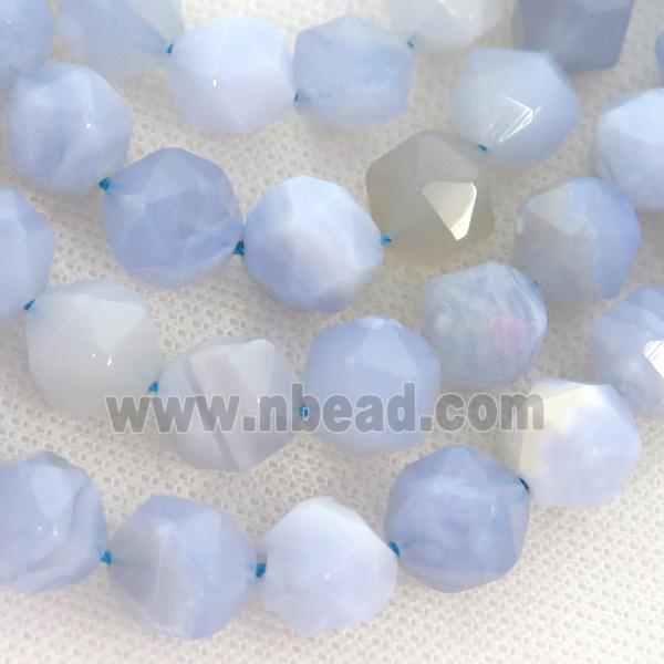 Blue Lace Agate Beads, faceted round, starcut