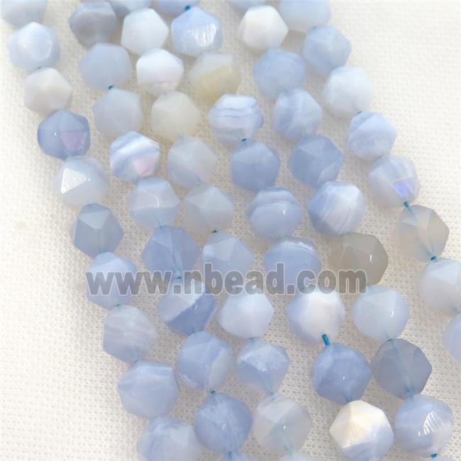 Blue Lace Agate Beads, faceted round, starcut