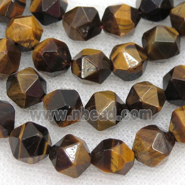 Tiger eye stone Beads, faceted round, starcut
