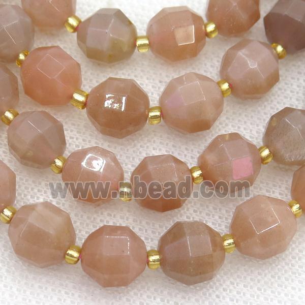 peach Moonstone beads, faceted bullet