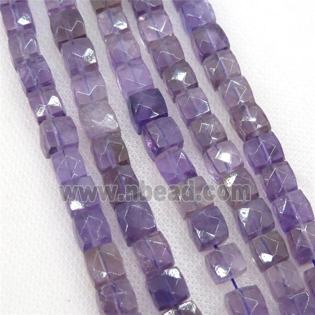 Amethyst Beads, faceted cube
