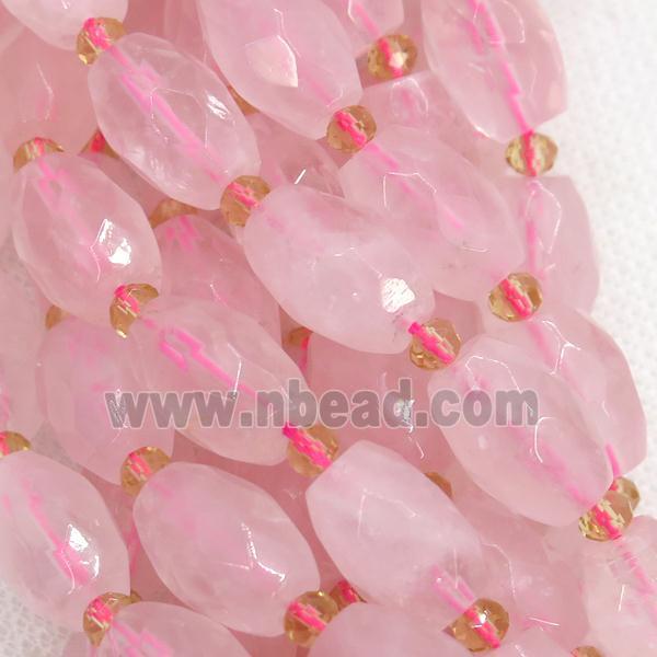 Rose Quartz Beads, faceted rice