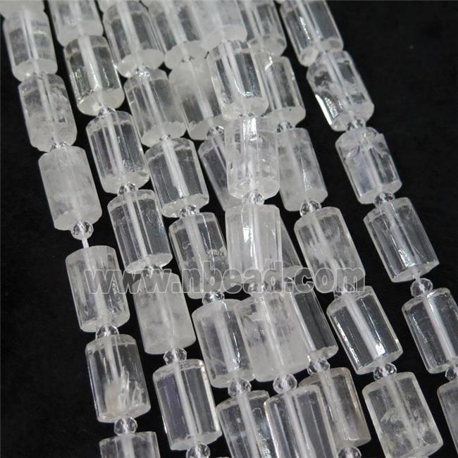 Clear Quartz tube Beads, faceted column