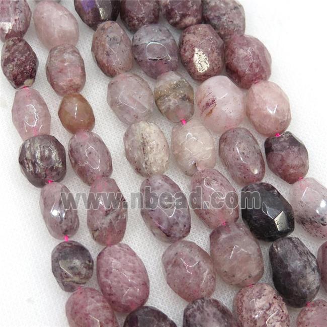 Strawberry Quartz Beads, faceted freeform