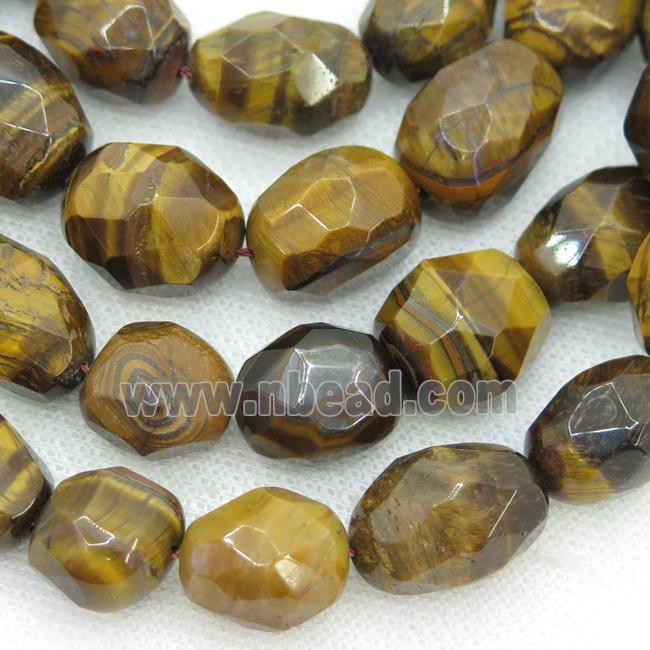 Tiger eye stone Beads, faceted freeform