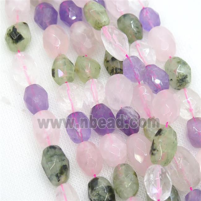 mixed Gemstone Beads, faceted freeform