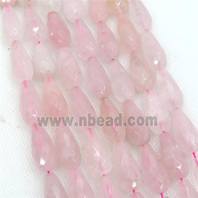 Rose Quartz Beads, faceted teardrop