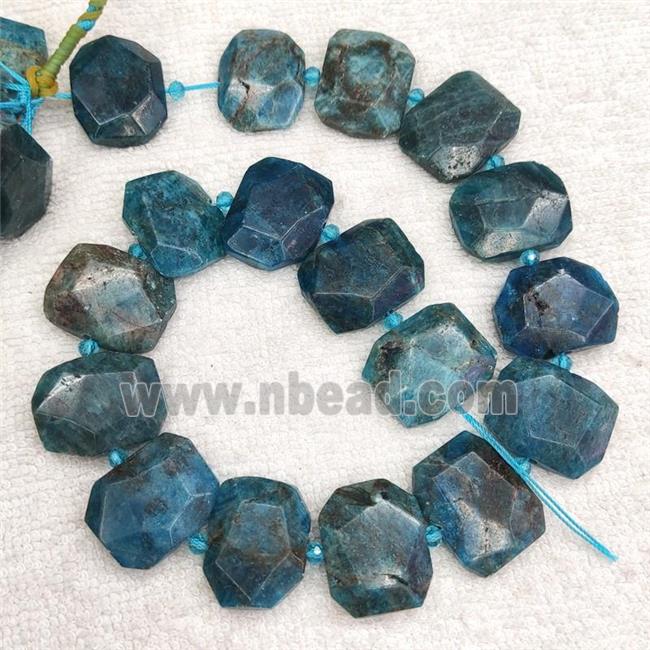 blue Apatite Beads, faceted rectangle