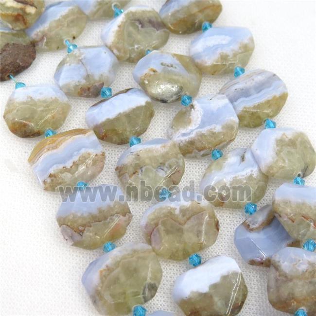 blue Lace Agate Beads, faceted rectangle