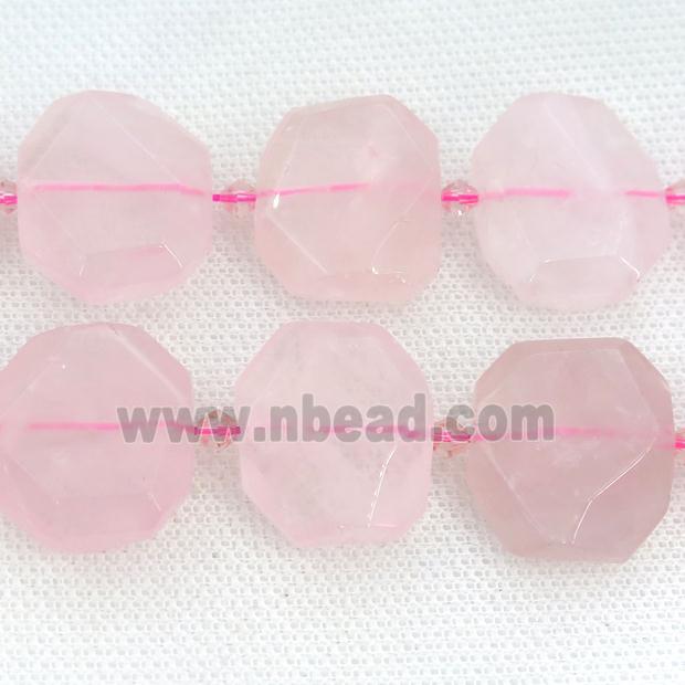 Rose Quartz Beads, faceted rectangle