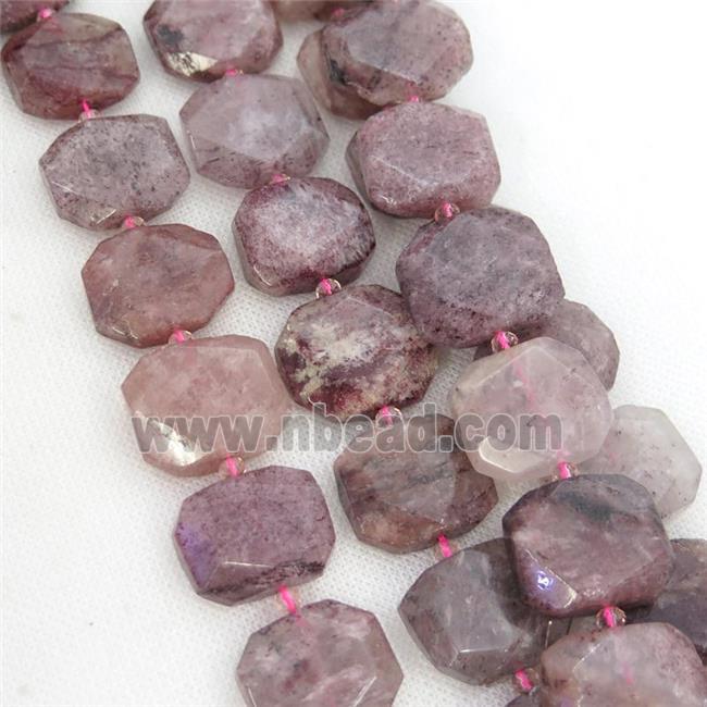 Strawberry Quartz Beads, faceted rectangle