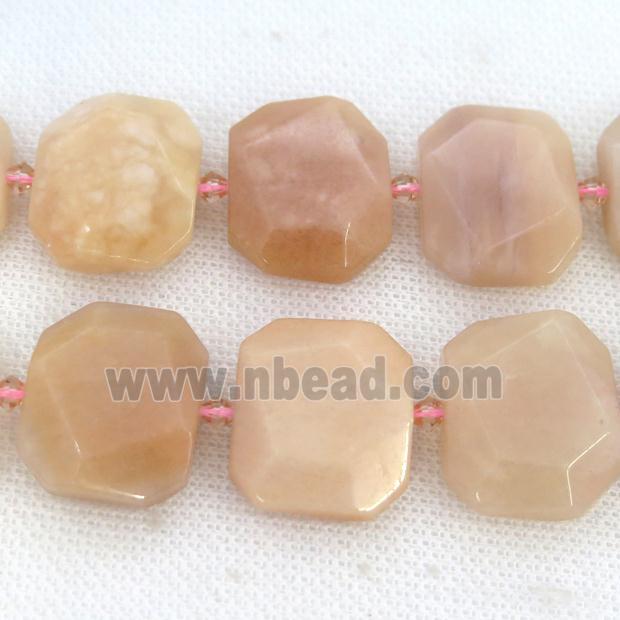 pink Aventurine Beads, faceted rectangle