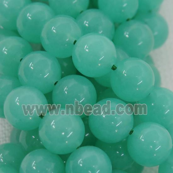 green Chrysoprase Beads, round, dye