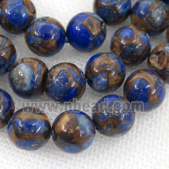 Assembled Lapis Beads, blue, round