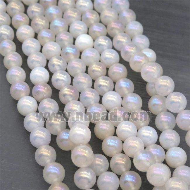 round white Agate Beads with AB-color electroplated